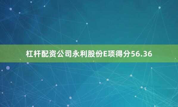 杠杆配资公司永利股份E项得分56.36