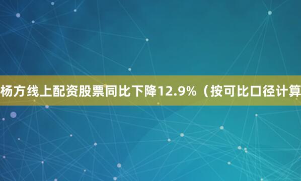 杨方线上配资股票同比下降12.9%（按可比口径计算