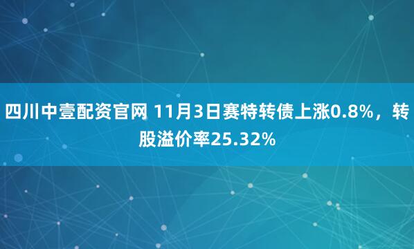 四川中壹配资官网 11月3日赛特转债上涨0.8%，转股溢价率25.32%